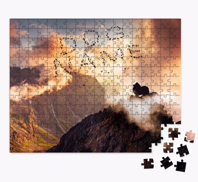 Mountain Range Silhouette: Personalized {breedFullName} Jigsaw